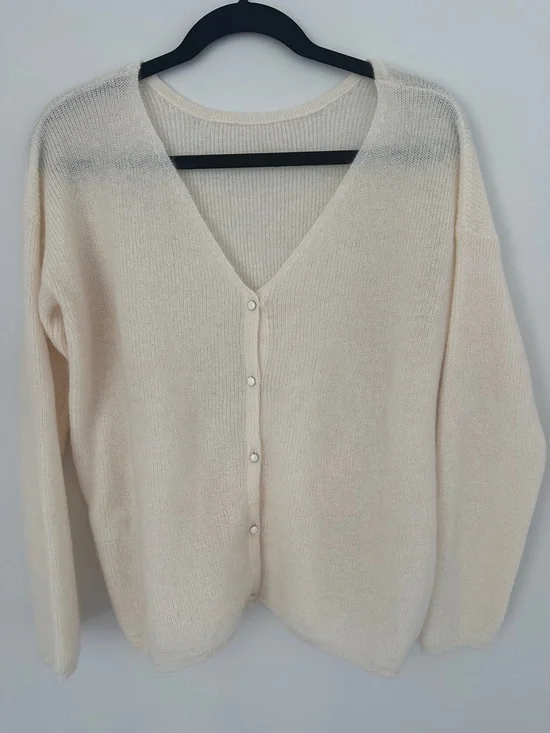 Sezane Barry Cardigan Ecru Size Medium - Picture 2 of 5